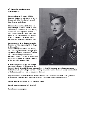 A preview of a PDF biography for Cartman, James Edward